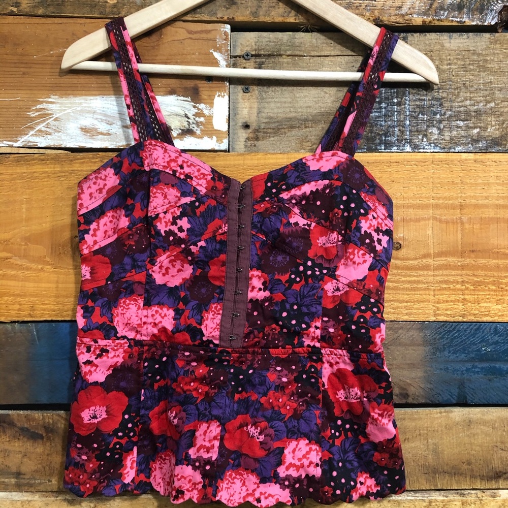 Free people peplum top Sz8(M) multicolor floral Women’s zip